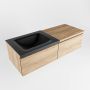 Mondiaz BUKLA badmeubelset 120x45x34cm 0 kraangaten wasbak links solid surface Urban greeploos 2 lades met softclose Melamine Washed Oak BUKLA10101 - Thumbnail 4
