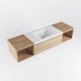 Mondiaz BUKLA badmeubelset 160x45x34cm 1 kraangat wasbak midden solid surface Talc greeploos 2 lades met softclose Melamine Washed Oak BUKLA20032 - Thumbnail 3