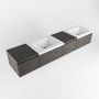 Mondiaz BUKLA badkamermeubelset 200x45x34cm 0 kraangaten 2 wasbakken solid surface Talc greeploos 4 lades met softclose Melamine Dark brown BUKLA10147 - Thumbnail 3