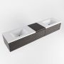 Mondiaz BUKLA badkamermeubelset 200x45x34cm 0 kraangaten 2 wasbakken solid surface Talc greeploos 3 lades met softclose Melamine Dark brown BUKLA10157 - Thumbnail 3