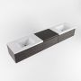 Mondiaz BUKLA badkamermeubelset 220x45x34cm 2 kraangaten 2 wasbakken solid surface Talc greeploos 3 lades met softclose Melamine Dark brown BUKLA10186 - Thumbnail 3