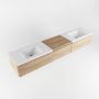 Mondiaz BUKLA badkamermeubelset 220x45x34cm 0 kraangaten 2 wasbakken solid surface Talc greeploos 3 lades met softclose Melamine Washed Oak BUKLA10057 - Thumbnail 3