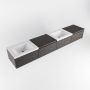 Mondiaz BUKLA badkamermeubelset 240x45x34cm 0 kraangaten 2 wasbakken solid surface Talc greeploos 4 lades met softclose Melamine Dark brown BUKLA10175 - Thumbnail 3