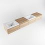 Mondiaz BUKLA badkamermeubelset 240x45x34cm 0 kraangaten 2 wasbakken solid surface Talc greeploos 4 lades met softclose Melamine Washed Oak BUKLA10047 - Thumbnail 3