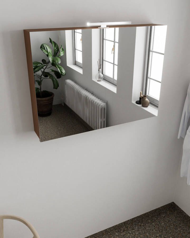 Mondiaz CUBB Spiegelkast 80x70x17cm 2 deuren clay NV76341103