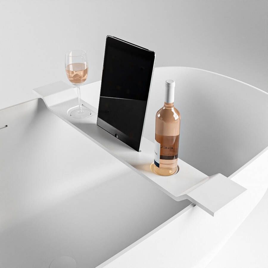 Mondiaz Easy Badplank 12.5x86x4.2cm Solid surface Talc mat M80181Talc - Foto 2