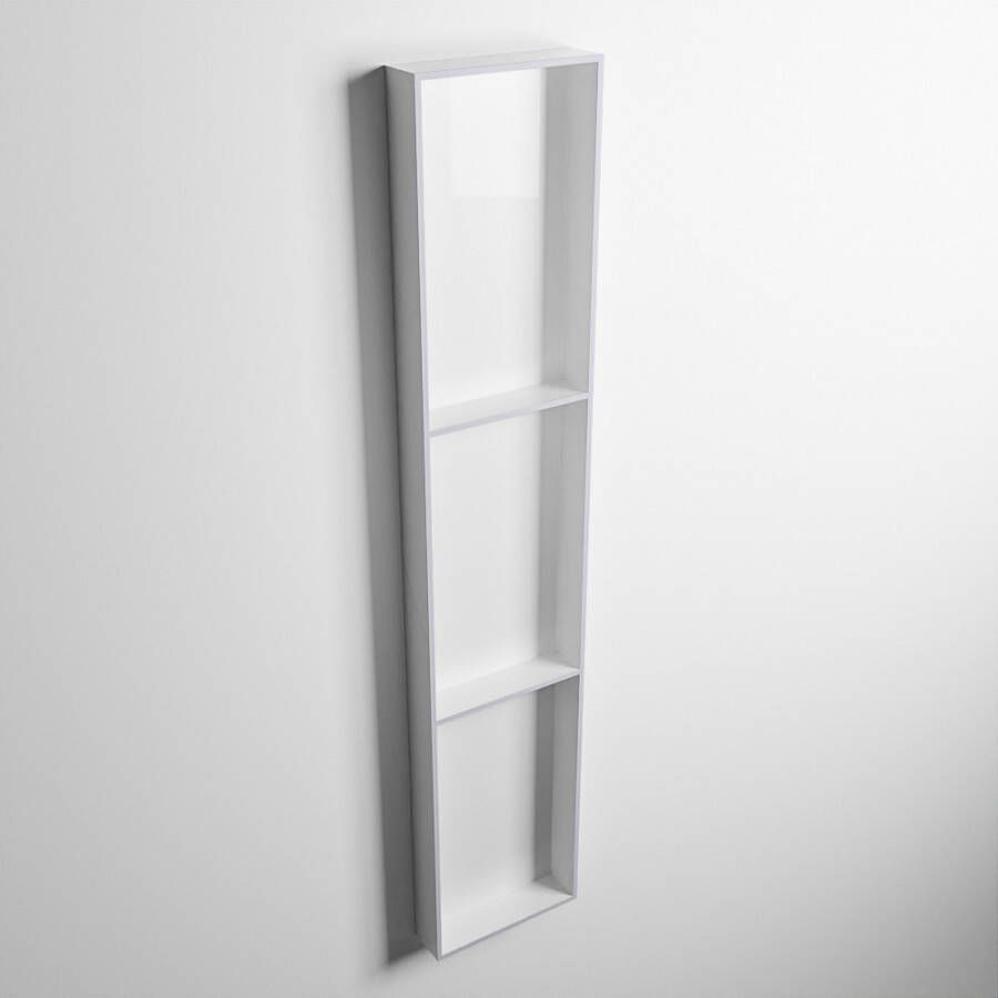 Mondiaz Easy nis 29.5x149.5x8cm voor Inbouw opbouw 3 open vakken Solid surface Talc Cale M80047Cale Talc - Foto 2