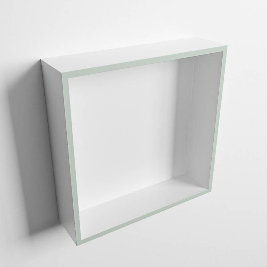Mondiaz Easy nis 29.5x29.5x8cm voor Inbouw opbouw 1 open vak Solid surface Talc Greey M80011Greey Talc - Foto 2