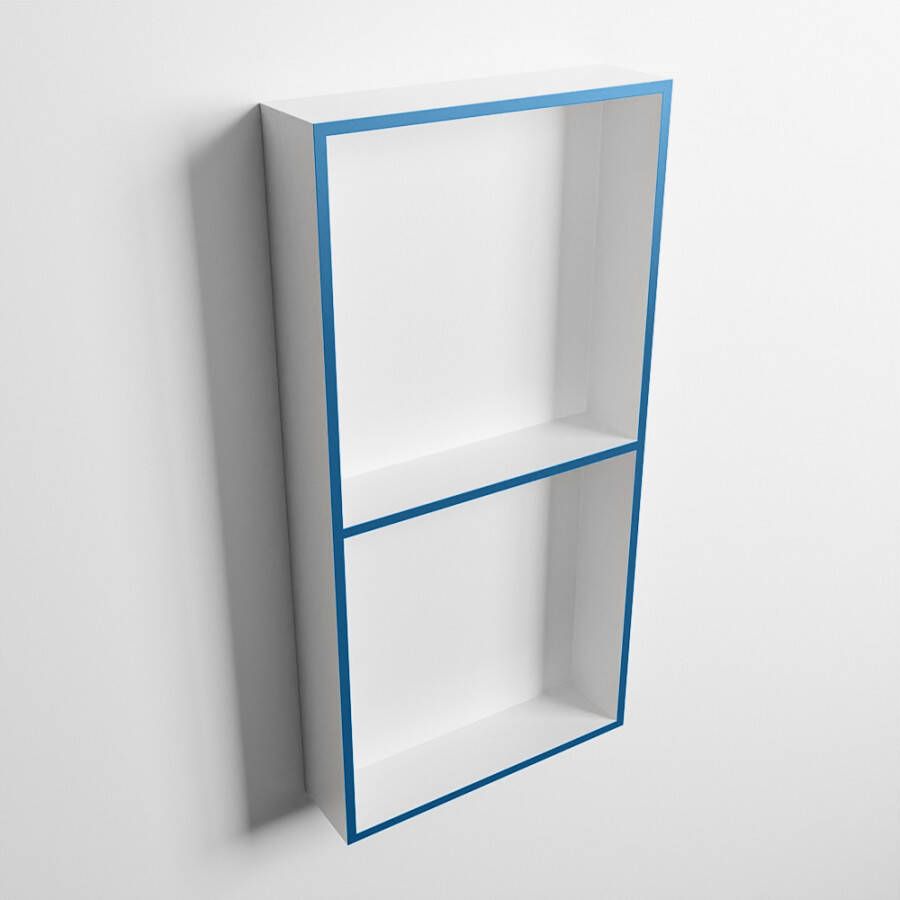 Mondiaz Easy nis 29.5x59.5x8cm voor Inbouw opbouw 2 open vakken Solid surface Talc Jeans M80031Jeans Talc - Foto 3