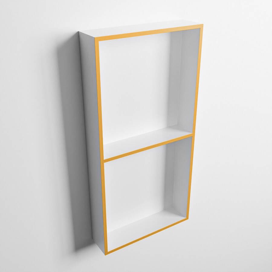 Mondiaz Easy nis 29.5x59.5x8cm voor Inbouw opbouw 2 open vakken Solid surface Talc Ocher M80031Ocher Talc - Foto 2