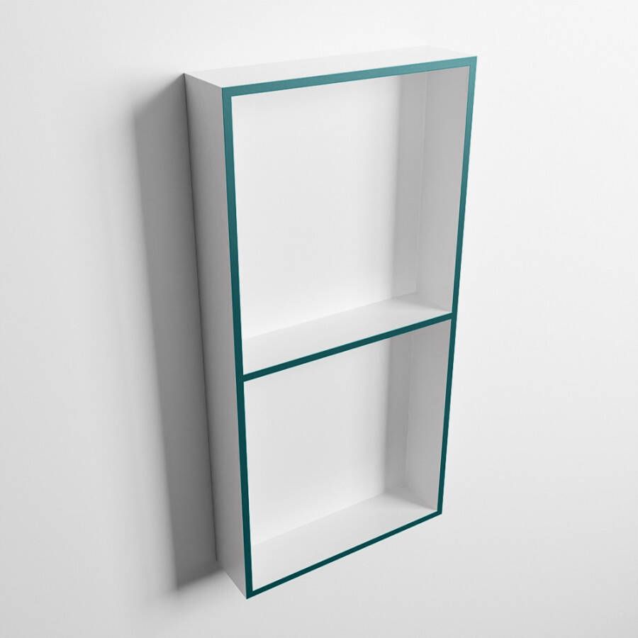 Mondiaz Easy nis 29.5x59.5x8cm voor Inbouw opbouw 2 open vakken Solid surface Talc Smag M80031Smag Talc - Foto 2