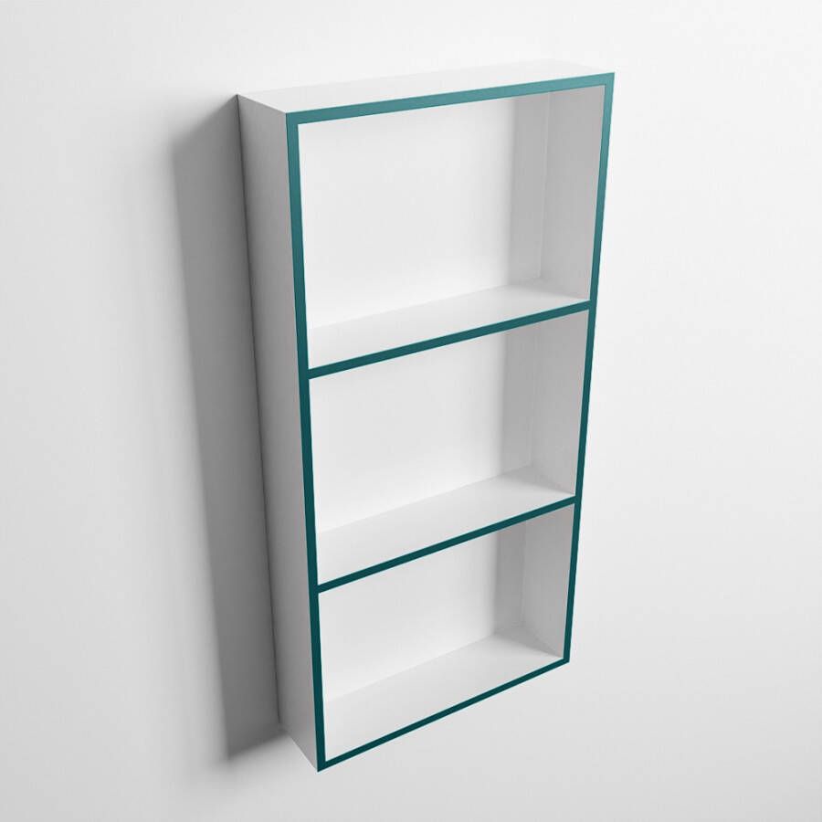 Mondiaz Easy nis 29.5x59.5x8cm voor Inbouw opbouw 3 open vakken Solid surface Talc Smag M80035Smag Talc - Foto 2