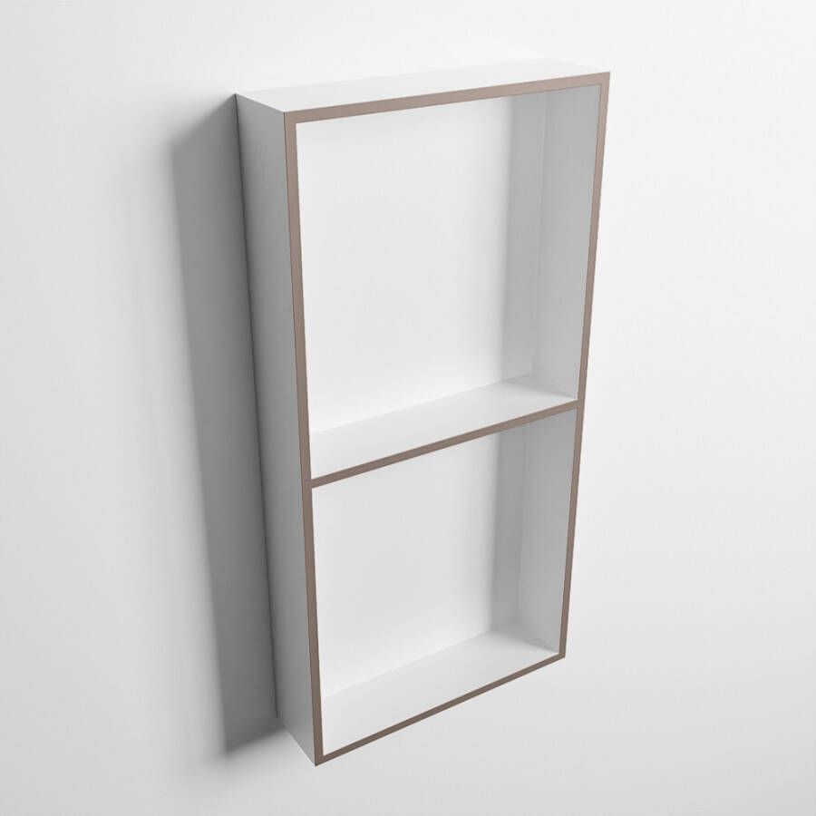 Mondiaz Easy nis 29.5x59.5x8cm voor Inbouw opbouw 2 open vakken Solid surface Talc Smoke M80031Smoke Talc - Foto 3