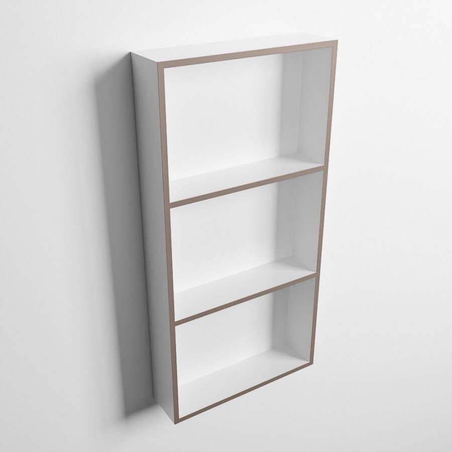 Mondiaz Easy nis 29.5x59.5x8cm voor Inbouw opbouw 3 open vakken Solid surface Talc Smoke M80035Smoke Talc - Foto 3