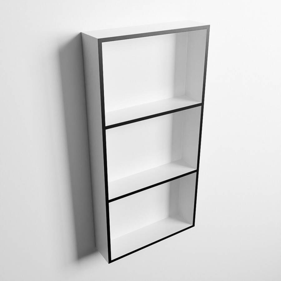 Mondiaz Easy nis 29.5x59.5x8cm voor Inbouw opbouw 3 open vakken Solid surface Talc Urban M80034Urban Talc - Foto 2