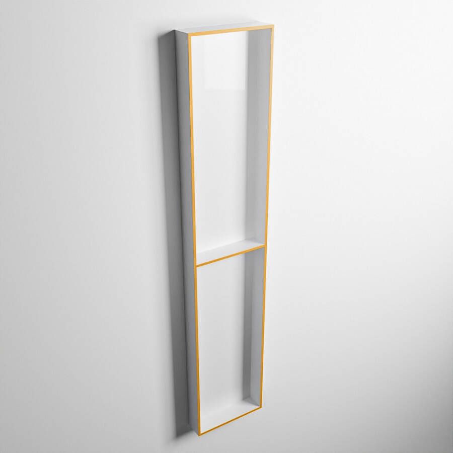 Mondiaz Easy nis 29.5x89.5x8cm voor Inbouw opbouw 2 open vakken Solid surface Talc Ocher M80038Ocher Talc - Foto 2