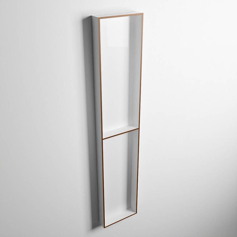 Mondiaz Easy nis 29.5x89.5x8cm voor Inbouw opbouw 2 open vakken Solid surface Talc Rust M80038Rust Talc - Foto 2