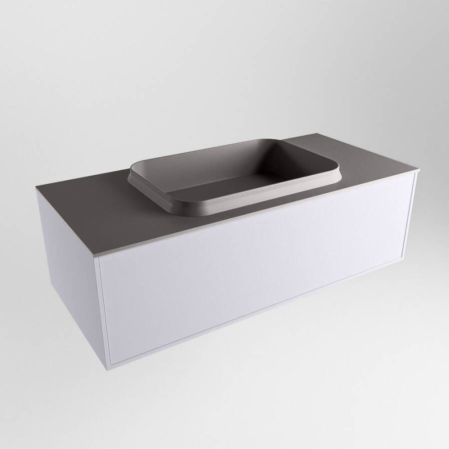 Mondiaz ERIN 100cm badmeubelset onderkast kleur Cale met 1 lade Wastafel RIDGE midden zonder kraangaten kleur Dark grey ERIN11703 - Foto 3