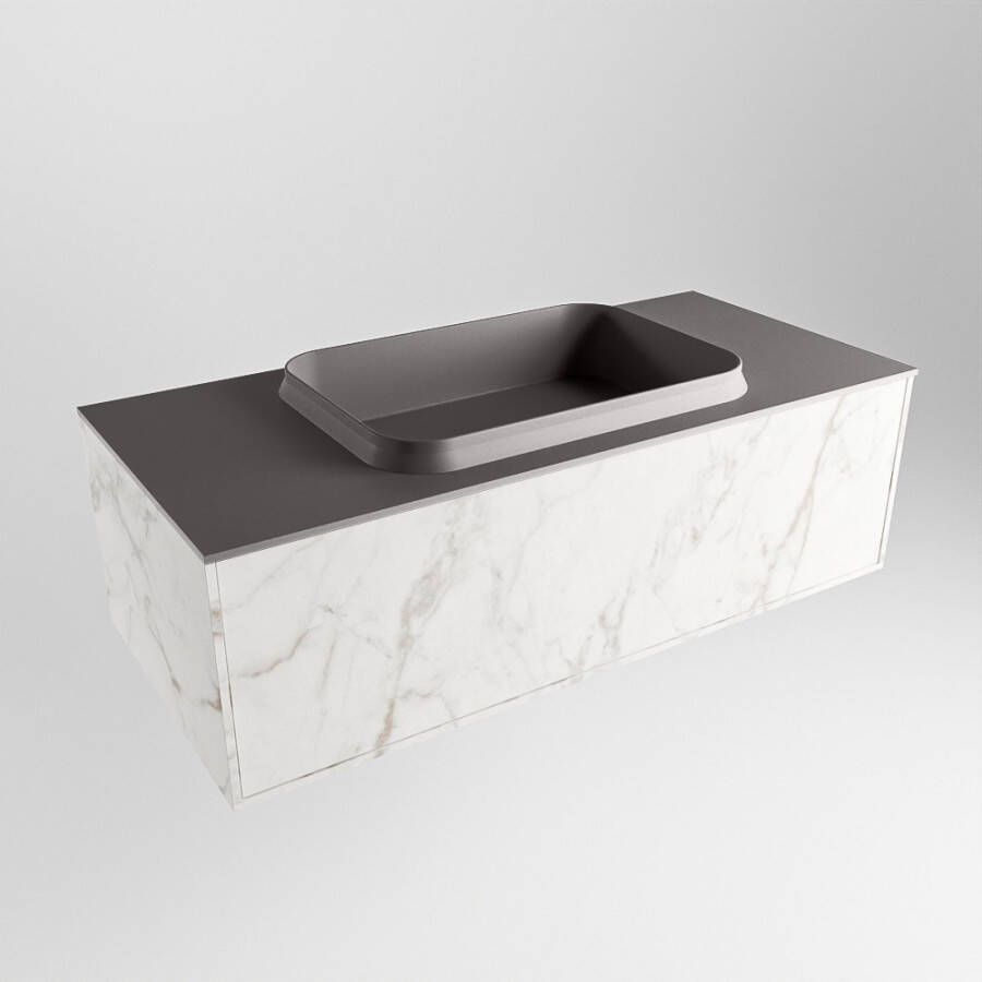Mondiaz Erin badmeubel 100cm Cararra Ridge wastafel Dark Grey Midden zonder kraangat