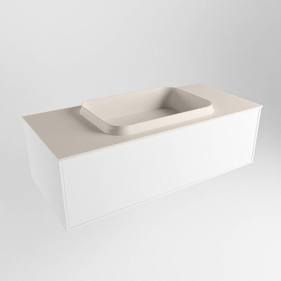 Mondiaz Erin badmeubel 100cm Talc Ridge wastafel Linen Midden zonder kraangat