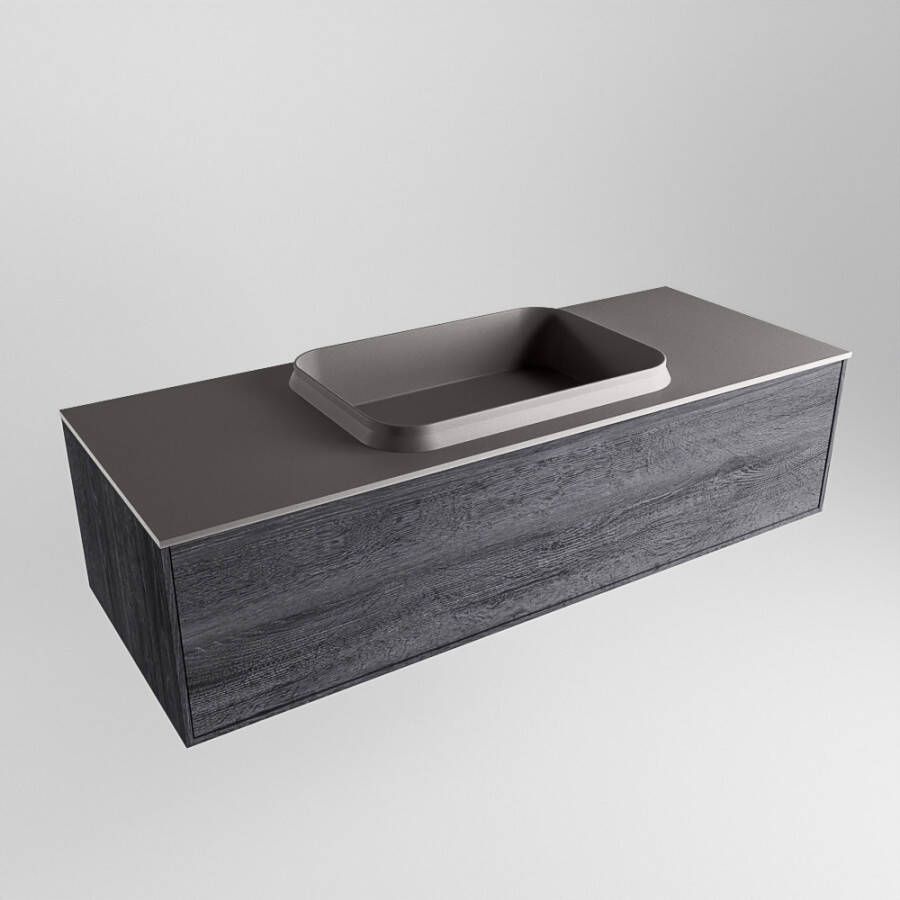Mondiaz Erin badmeubel 120cm Antracite Ridge wastafel Dark Grey Midden met 1 kraangat