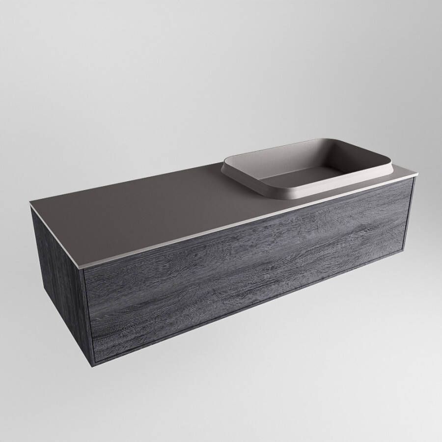 Mondiaz Erin badmeubel 120cm Antracite Ridge wastafel Dark Grey Rechts zonder kraangat