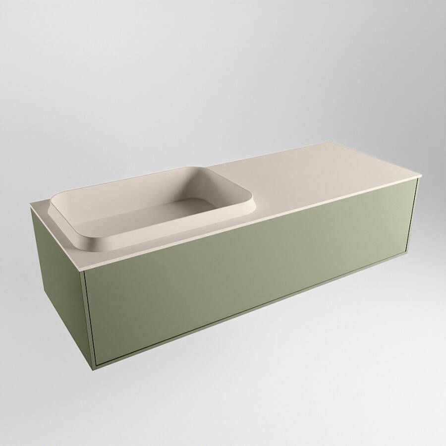 Mondiaz ERIN 120cm badmeubelset onderkast kleur Army met 1 lade Wastafel RIDGE links 1 kraangat kleur Linen ERIN12525 - Foto 3