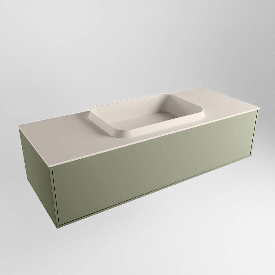 Mondiaz Erin badmeubel 120cm Army Ridge wastafel Linen Midden zonder kraangat