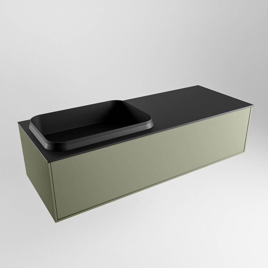 Mondiaz ERIN 120cm badmeubelset onderkast kleur Army met 1 lade Wastafel RIDGE links zonder kraangaten kleur Urban ERIN11026 - Foto 2