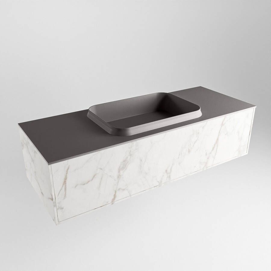 Mondiaz Erin badmeubel 120cm Cararra Ridge wastafel Dark Grey Midden zonder kraangat