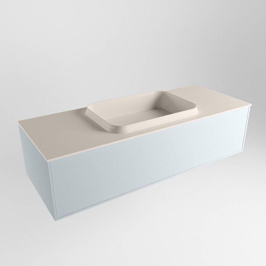 Mondiaz ERIN 120cm badmeubelset onderkast kleur Clay met 1 lade Wastafel RIDGE midden zonder kraangaten kleur Linen ERIN12385