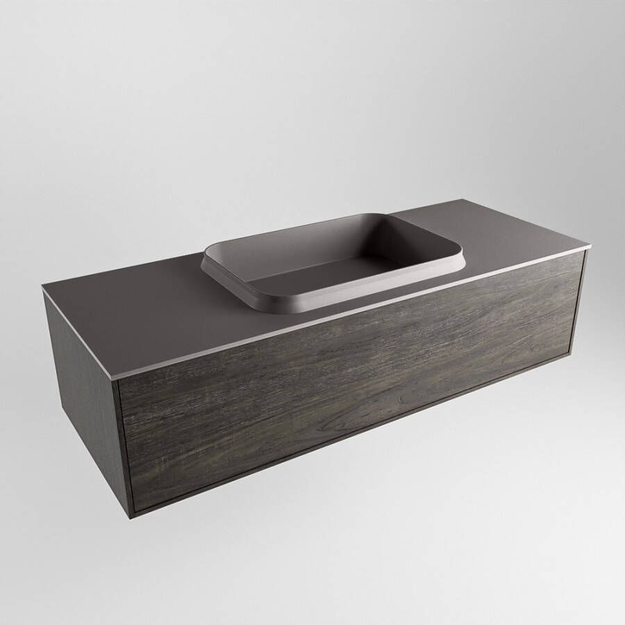 Mondiaz Erin badmeubel 120cm Dark Brown Ridge wastafel Dark Grey Midden met 1 kraangat