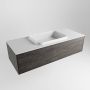 Mondiaz ERIN 120cm badmeubelset onderkast kleur Dark brown met 1 lade Wastafel RIDGE midden zonder kraangaten kleur Talc ERIN10583 - Thumbnail 3