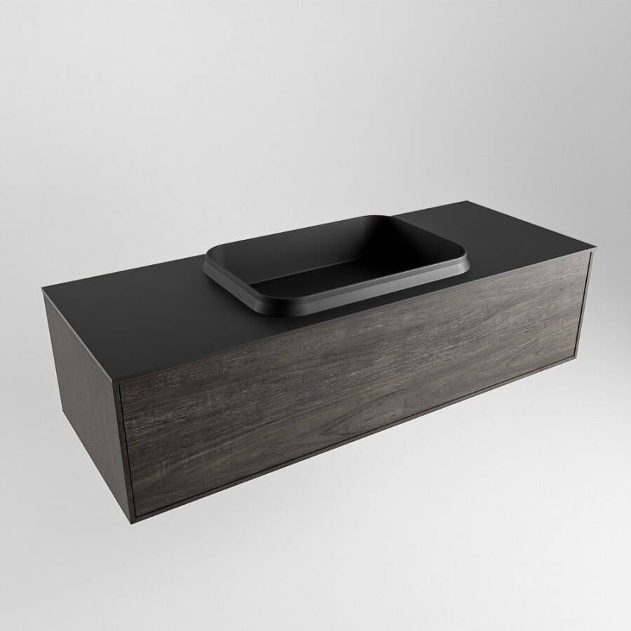 Mondiaz ERIN 120cm badmeubelset onderkast kleur Dark brown met 1 lade Wastafel RIDGE midden 1 kraangat kleur Urban ERIN11334 - Foto 2