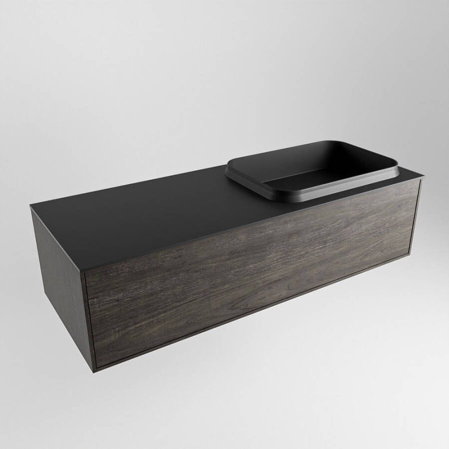 Mondiaz Erin badmeubel 120cm Dark Brown Ridge wastafel Urban Rechts met 1 kraangat