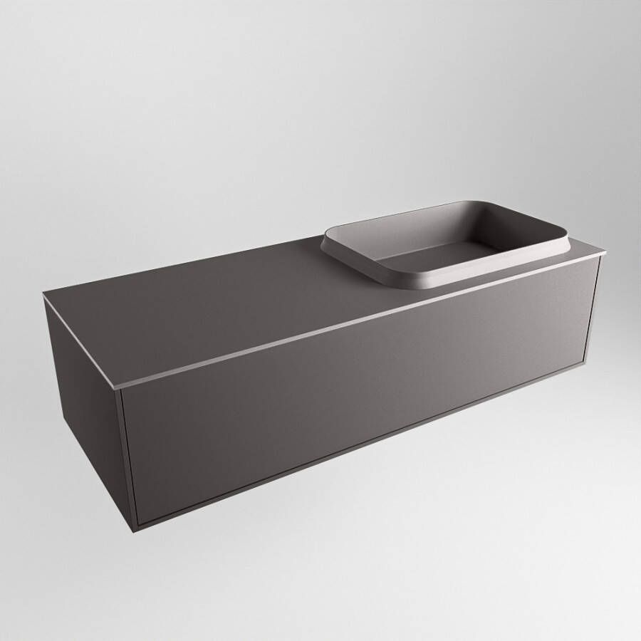 Mondiaz ERIN 120cm badmeubelset onderkast kleur Dark grey met 1 lade Wastafel RIDGE rechts zonder kraangaten kleur Dark grey ERIN11741 - Foto 2