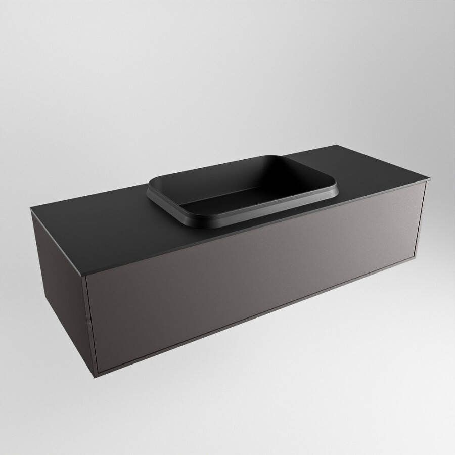 Mondiaz ERIN 120cm badmeubelset onderkast kleur Dark grey met 1 lade Wastafel RIDGE midden 1 kraangat kleur Urban ERIN10994