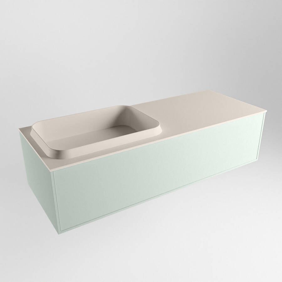 Mondiaz ERIN 120cm badmeubelset onderkast kleur Greey met 1 lade Wastafel RIDGE links zonder kraangaten kleur Linen ERIN12352 - Foto 4