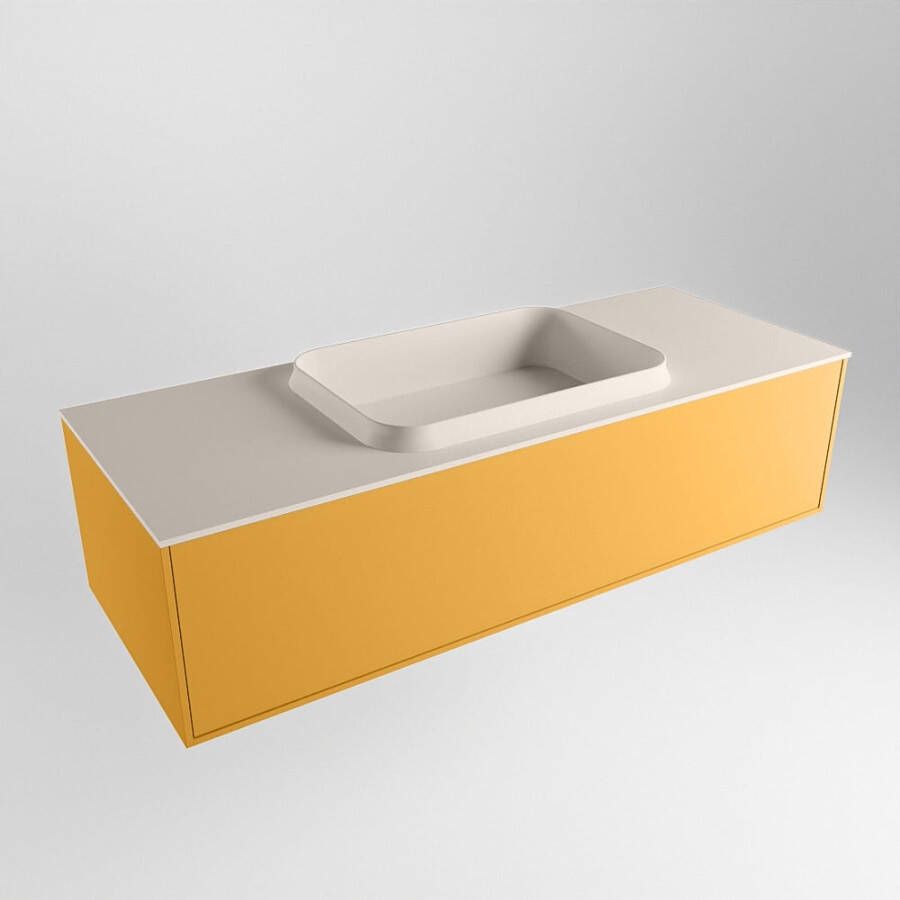 Mondiaz ERIN 120cm badmeubelset onderkast kleur Ocher met 1 lade Wastafel RIDGE midden 1 kraangat kleur Linen ERIN12660 - Foto 2