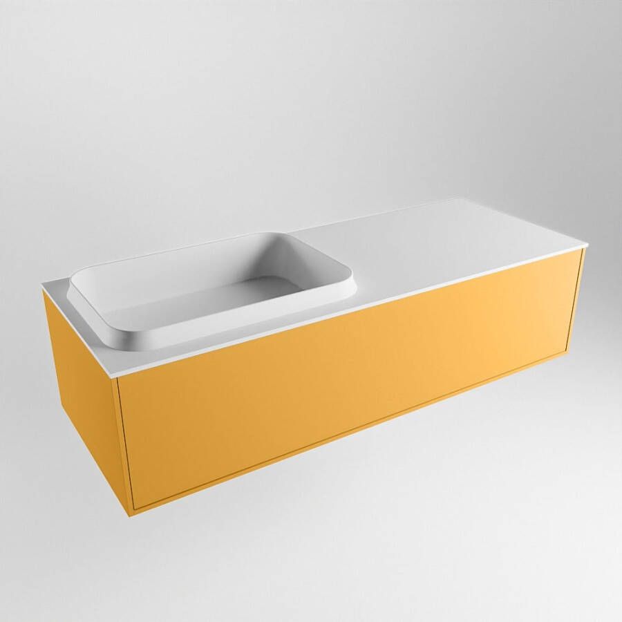 Mondiaz Erin badmeubel 120cm Ocher Ridge wastafel Talc Links met 1 kraangat