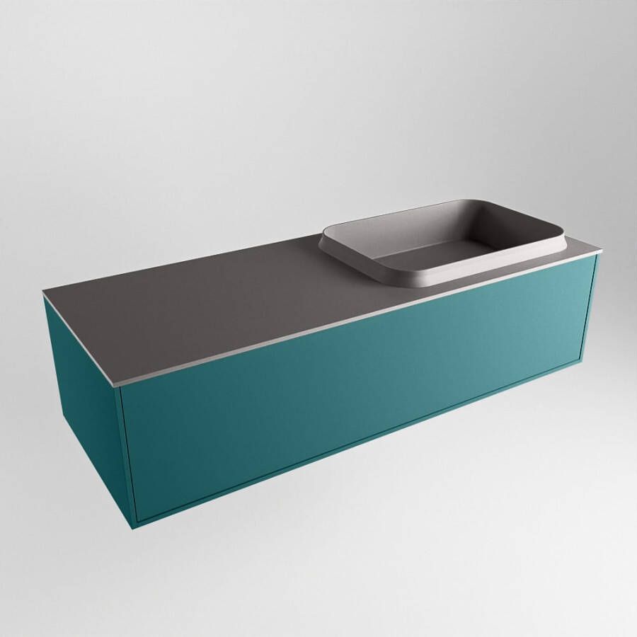 Mondiaz ERIN 120cm badmeubelset onderkast kleur Smag met 1 lade Wastafel RIDGE rechts 1 kraangat kleur Dark grey ERIN11948