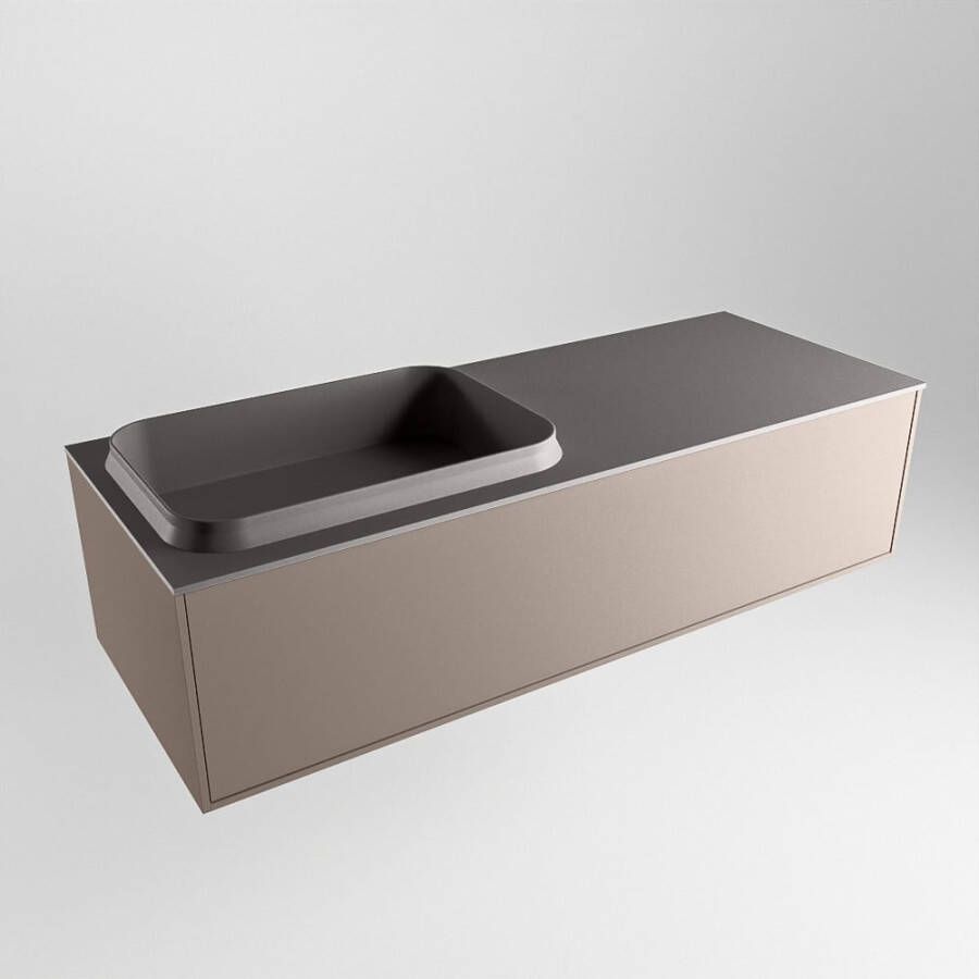 Mondiaz ERIN 120cm badmeubelset onderkast kleur Smoke met 1 lade Wastafel RIDGE links zonder kraangaten kleur Dark grey ERIN11672 - Foto 2