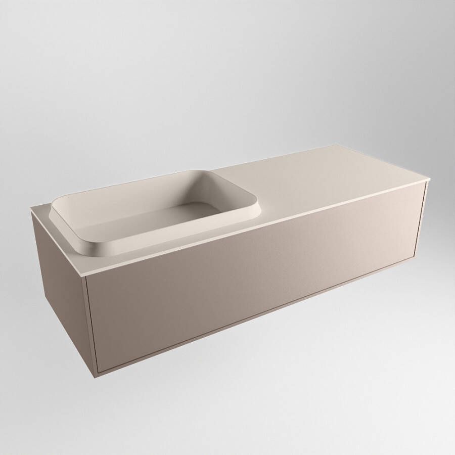 Mondiaz ERIN 120cm badmeubelset onderkast kleur Smoke met 1 lade Wastafel RIDGE links 1 kraangat kleur Linen ERIN12423 - Foto 2