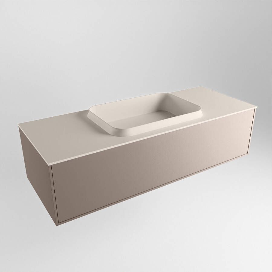 Mondiaz ERIN 120cm badmeubelset onderkast kleur Smoke met 1 lade Wastafel RIDGE midden 1 kraangat kleur Linen ERIN12422