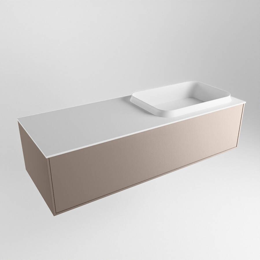 Mondiaz ERIN 120cm badmeubelset onderkast kleur Smoke met 1 lade Wastafel RIDGE rechts zonder kraangaten kleur Talc ERIN10177 - Foto 2