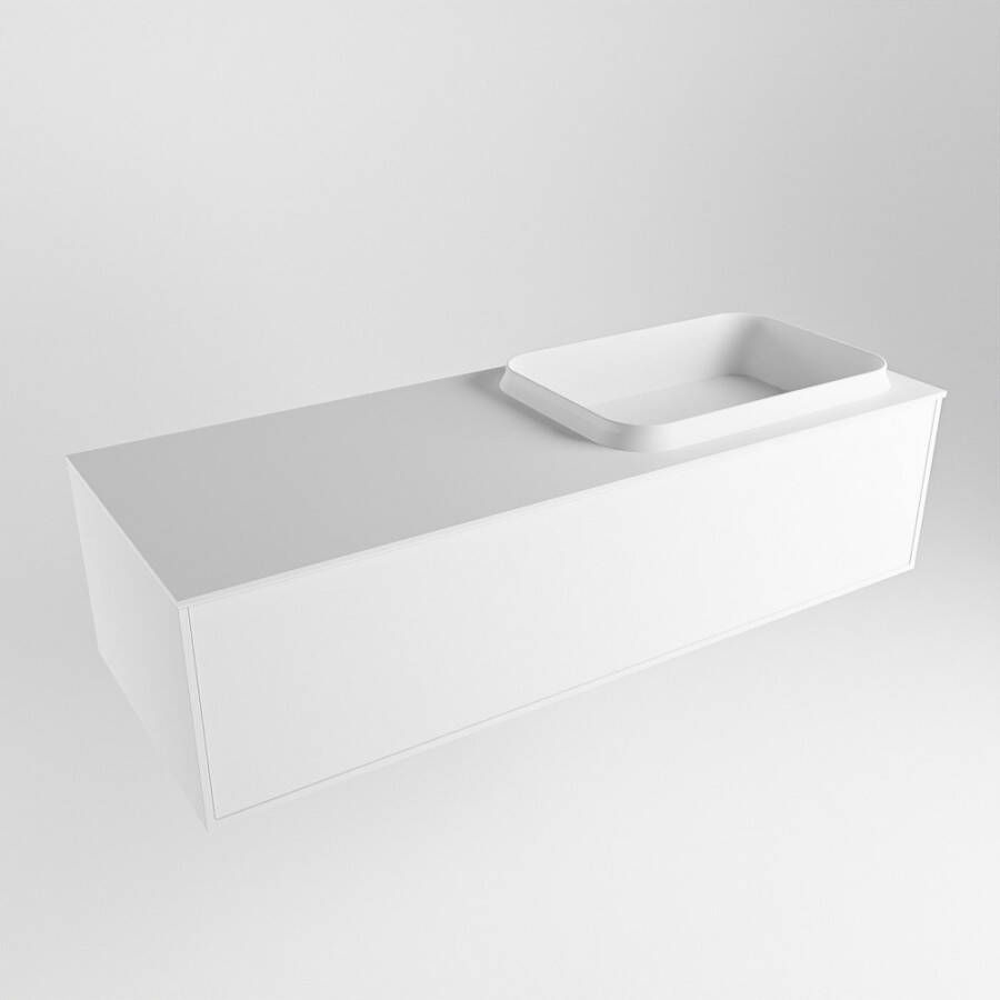 Mondiaz Erin badmeubel 120cm Talc Ridge wastafel Talc Rechts zonder kraangat