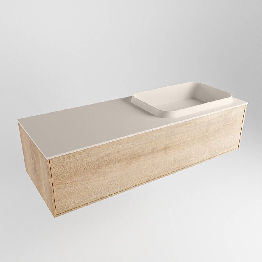 Mondiaz Erin badmeubel 120cm Washed Oak Ridge wastafel Linen Rechts zonder kraangat