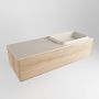 Mondiaz ERIN 120cm badmeubelset onderkast kleur Washed oak met 1 lade Wastafel RIDGE rechts zonder kraangaten kleur Linen ERIN12931 - Thumbnail 3