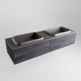 Mondiaz ERIN 150cm badmeubelset onderkast kleur Antracite met 2 lades Wastafel RIDGE dubbel 2 kraangaten kleur Dark grey ERIN12034 - Thumbnail 3