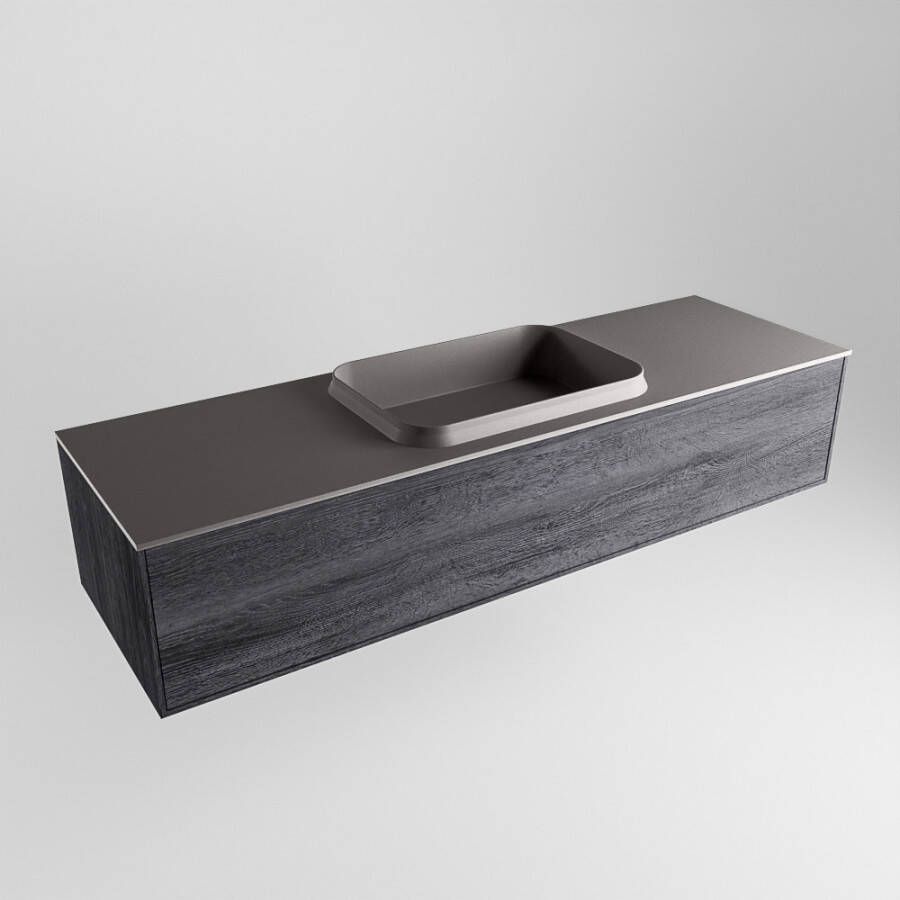Mondiaz Erin badmeubel 150cm Antracite Ridge wastafel Dark Grey Midden met 1 kraangat